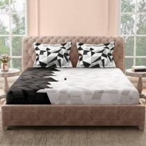 Jogo de Cama Box 3 peças Lençol Casal Micropercal Virol Geométrico Florido