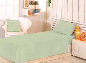 Jogo de cama box 3 peças solteiro com elástico 0,88x1,88x0,30 lençol de cima 2,45x1,75 e 1x fronha (verde-claro)