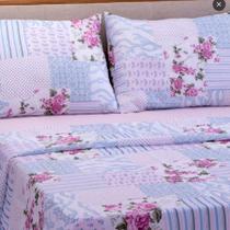 Jogo de Cama Box Lençol Casal 3 Padrão Peças 400 Fios Estampado em Microfibra - Estampas Sortidas