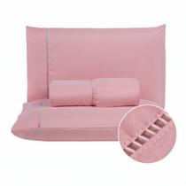 Jogo de Cama Box Queen 400 Fios Lençol com Elástico Fronha Ponto Palito 3 Peças Super Macio