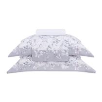 Jogo de Cama Buddemeyer Percalle Proteas 180 Fios - 100% Algodão - Branco/Cinza - Solteiro Jogo de Cama Buddemeyer Percalle Proteas 180 Fios - 100% Algodão - Branco/Cinza - Solteiro