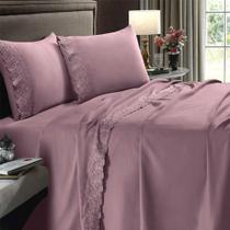 Jogo De Cama Buettner King 4 Pçs Com Aplicação De Renda Rosa Jogo De Cama Buettner King 4 Pçs Com Aplicação De Renda Rosa