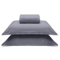 Jogo de Cama Buettner King Malha 100% Algodao Liso 3 Peças Image Cinza