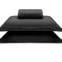 Jogo de Cama Buettner King Malha 100% Algodao Liso 3 Peças Image Preto
