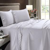 Jogo de Cama Buettner Solteiro 3 Pçs Sonata com Renda Branco Jogo de Cama Buettner Solteiro 3 Pçs Sonata com Renda Branco