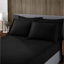 Jogo de Cama Buettner Solteiro Malha Liso 2 Peças Image Preto
