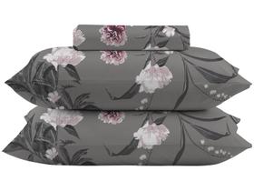 Jogo de Cama Casal 100% algodão Camesa 120 fios Super Cotton Vera Cinza 3 Peças