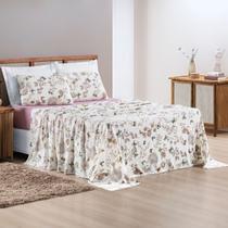 Jogo de Cama Casal 100% Algodão Malha Quality 04 Peças Butterfly