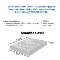 Jogo de Cama Casal (1,38m x 1,88m) Teka 3 Peças 100% Algodão - 150 Fios