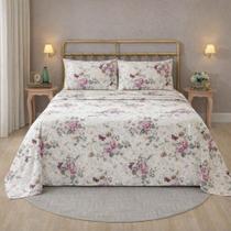 Jogo de Cama Casal 150 Fios Algodão Floral Tabata Dohler Jogo de Cama Casal 150 Fios Algodão Floral Tabata Dohler