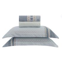 Jogo de cama casal 250 micropercal classic - formas azul Jogo de cama casal 250 micropercal classic - formas azul