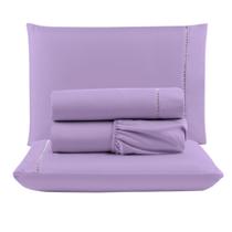 Jogo De Cama Casal 3 Peças 400 Fios Toque Aveludado Lilas