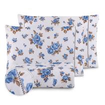Jogo de cama Casal 3 peças estampado ponto palito algodão