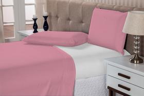 Jogo de cama casal 3 peças sem elástico 2,00 x 2,20 150 fios ótima qualidade casa sítio chalé chácara-rosa