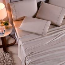 Jogo de cama casal 4 peças 100% algodão 400 fios bege Jogo de cama casal 4 peças 100% algodão 400 fios bege