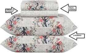 Jogo de cama casal 4 peças 140 fios realce premium estampado finn 50% algodão e 50 % poliéster- sultan