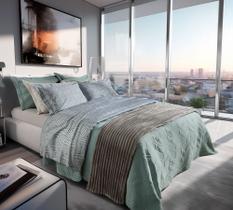 Jogo de Cama Casal 4 Peças 300 Fios Cetim 100% Algodão Estampado Living Art - Corttex