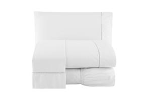 Jogo de cama casal 4 peças com lençol de cima percal 400 fios 100% algodão cor: branco