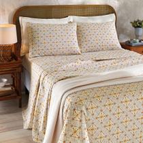 Jogo de Cama Casal 4 peças Lençol com Elástico 100 Algodão Percal 130 Fios 138x188x35cm Dohler