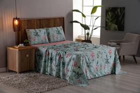 Jogo De Cama Casal 4 peças Lençol Micro Percal 400 Fios Estampado