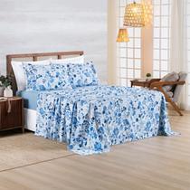 Jogo de Cama Casal 400 Fios com Aba Americana Estampado 04 Peças Afeto