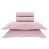 Jogo de cama casal 400 fios ponto cheio - rosa