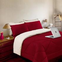 Jogo de Cama Casal 6 Peças com Edredom Dupla Face Aconchego Casa Dona