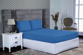 Jogo de Cama Casal Altura 30cm Azul Jogo de Cama Casal Altura 30cm Azul