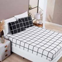 Jogo De Cama Casal Austin Grid 03 Peças Micropercal 200 Fios
