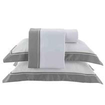 Jogo de Cama Casal Bordado Manhattan Branco/Green Kacyumara