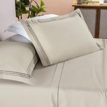 jogo de cama CASAL bordado micropercal 400fios aba americana -