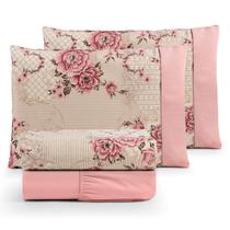 Jogo de cama casal box 4 peças 100% algodão 180 fios rose