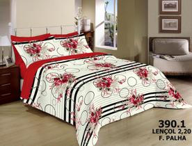 Jogo De Cama Casal Box Premium 3pçs Floral Vermelho 390.1 Jogo De Cama Casal Box Premium 3pçs Floral Vermelho 390.1