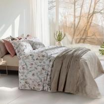 Jogo De Cama Casal Cetim Algodão 300 Fios Floral 4 Peças Corttex Branco Florido Jogo De Cama Casal Cetim Algodão 300 Fios Floral 4 Peças Corttex Branco Florido