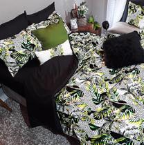 Jogo de cama casal comum 8 peças edredom florestal dark