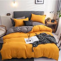 Jogo de cama casal comum completo 7 peças amarelo decor