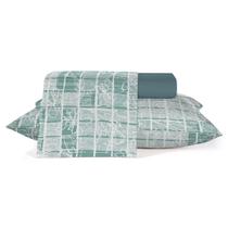 Jogo de Cama Casal Cristalino 4 Peças Verde Geométrico 100 Algodão Teka