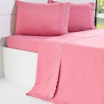 Jogo De Cama Casal Detalhes Em Borbado Ingês Mauve - Bene Casa