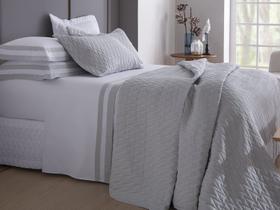 Jogo de cama casal double branco/prata 200f 2,20mx2,50m