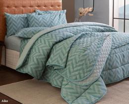 Jogo de Cama Casal Duplo 4 peças Sultan Verde geométrico