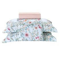 Jogo de cama casal, estampada floral e azul C/ 4 PCS, Marca Dohler Jogo de cama casal, estampada floral e azul C/ 4 PCS, Marca Dohler