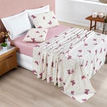 Jogo De Cama Casal Estampado 200 Fios Avere 04 Peças Borboletas