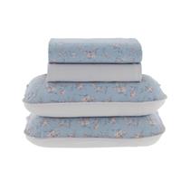 Jogo de Cama Casal Kacyumara Malha Sofee 4 Pçs Vick Azul 288