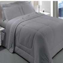 Jogo de Cama Casal Kacyumara Satinée Silver 4 Pçs 300Fios
