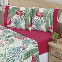 Jogo De Cama Casal King 04 Peças Micropercal 200 Fios Naturale - Flamingo