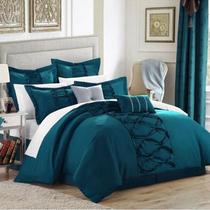 Jogo De Cama Casal King 11 Pç Suede E Percal 300 Fios