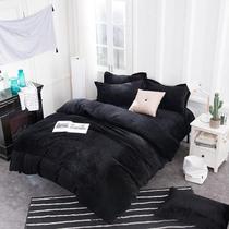 Jogo de cama casal king sued preto 7pç edredom de 280x280cm Jogo de cama casal king sued preto 7pç edredom de 280x280cm