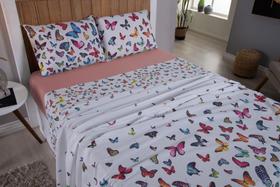 Jogo De Cama Casal Lençol 4 Peças Percal Estampado 200 Fios