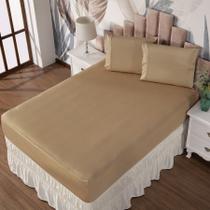 Jogo de Cama Casal Lençol e Fronha Prático Malha Lisa 3 Peças