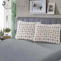 Jogo de Cama Casal Malha Estampado Rubi 100% Algodão 03 peças Caulim/Cinza - SBX